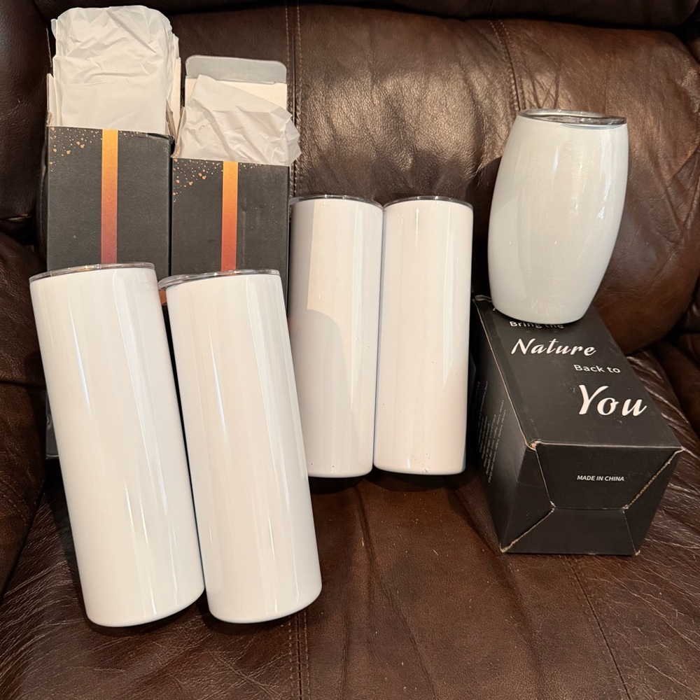 Set of White Insulated Tumblers